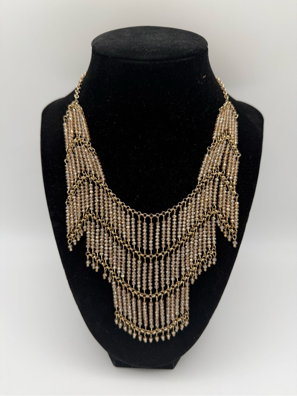 Natasha Champagne Crystals Beaded Necklace - Picture 3 of 7